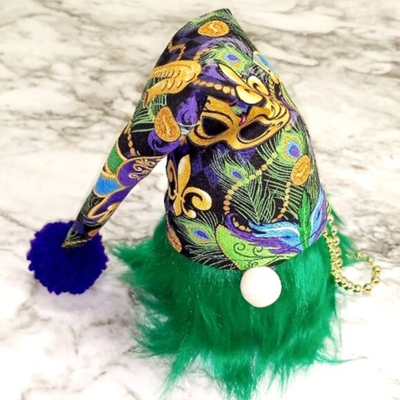 HAND CRAFTED Gnome Mardi Gras Masks Air Freshener Cover Spring Decor Green - Picture 1 of 9